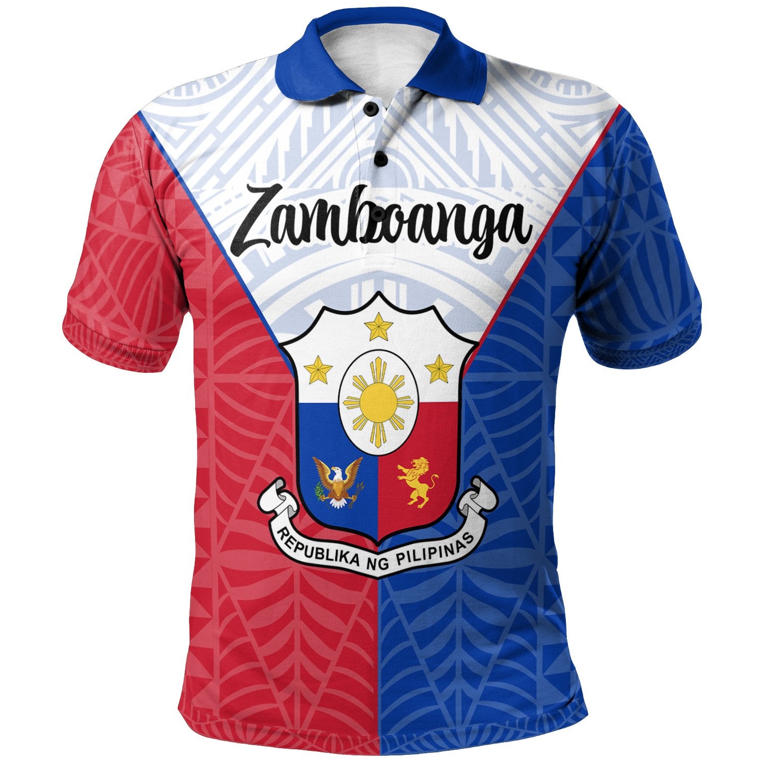 Pilipinas Polo Shirt Zamboanga City Seal of Pilipinas Style Unisex Blue - Red - Polynesian Pride