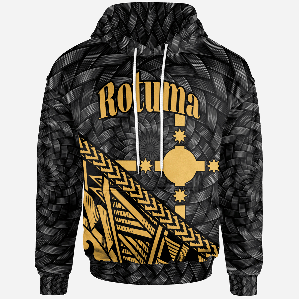 Rotuma Hoodie Gold Tapa Patterns With Bamboo Unisex Gold - Polynesian Pride