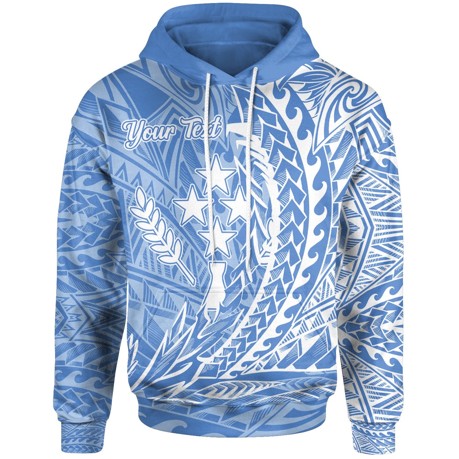 Kosrae State Hoodie Custom Wings Style Flag Color Unisex Blue - Polynesian Pride