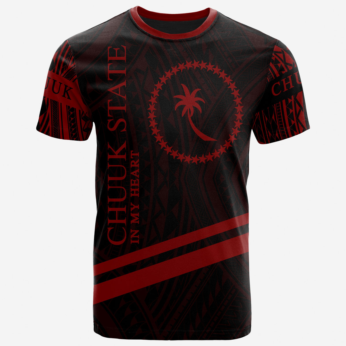 Chuuk State T Shirt In My Heart Style Red Polynesian Patterns Unisex Black - Polynesian Pride