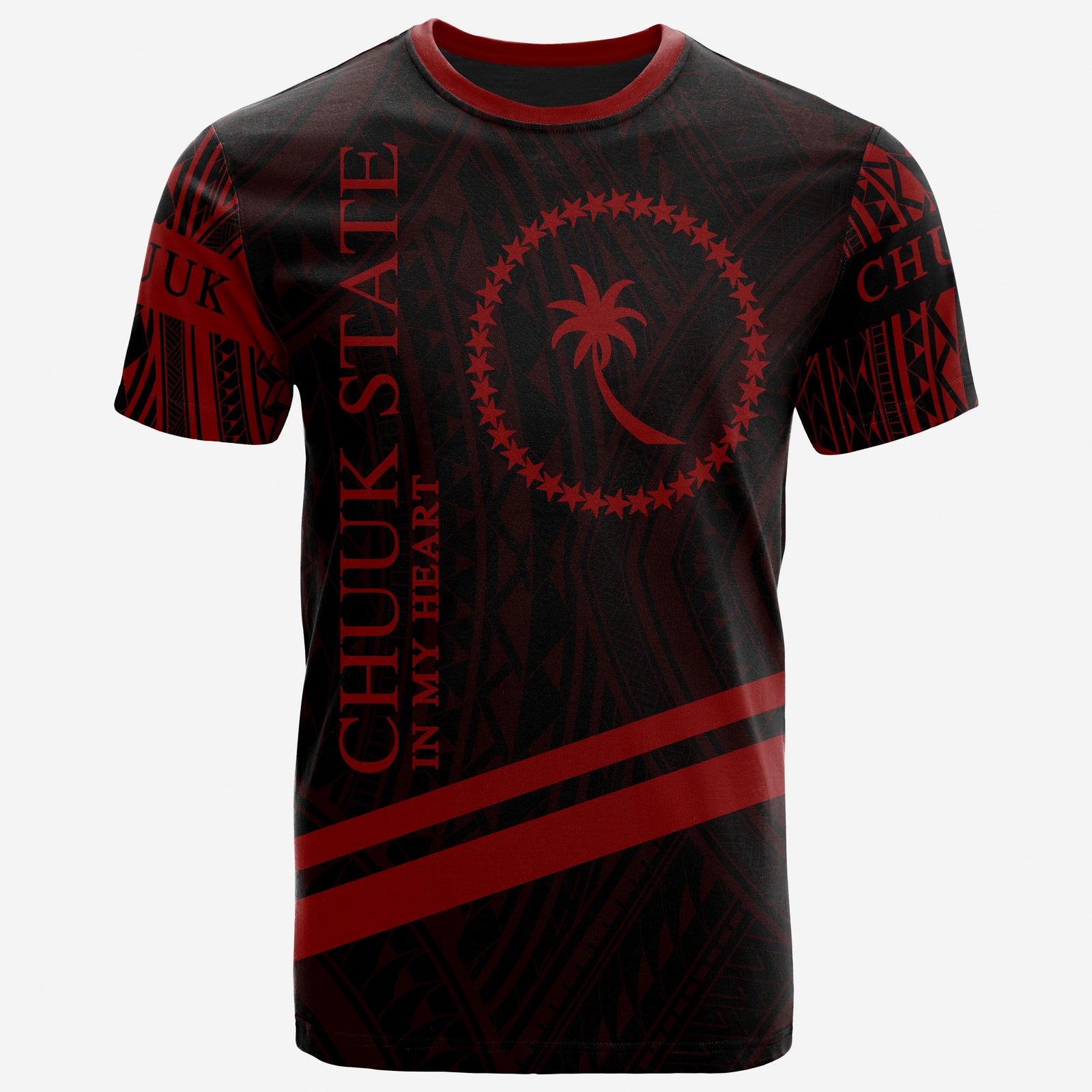 Chuuk State T Shirt In My Heart Style Red Polynesian Patterns Unisex Black - Polynesian Pride