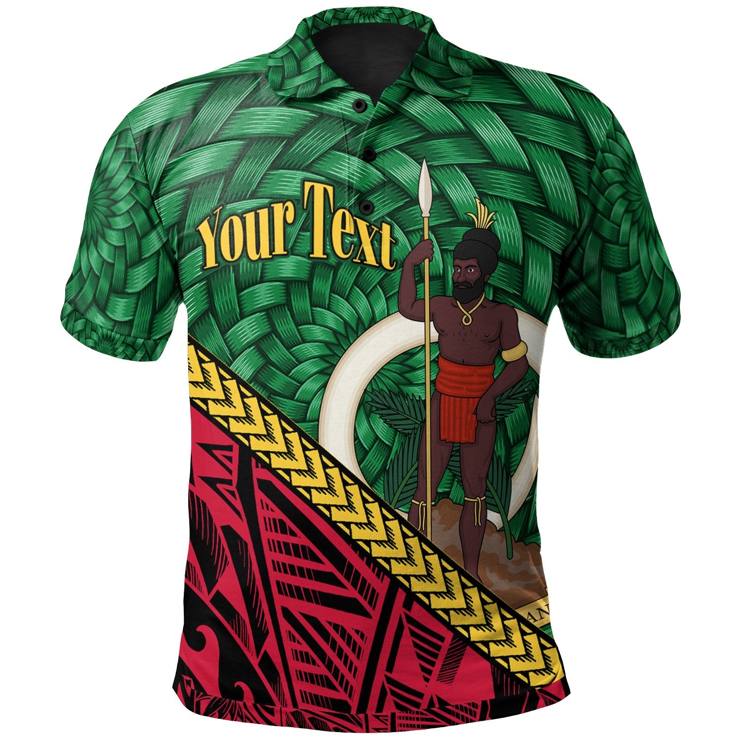 Vanuatu Polo Shirt Custom Polynesian Patterns With Bamboo Unisex Green - Polynesian Pride