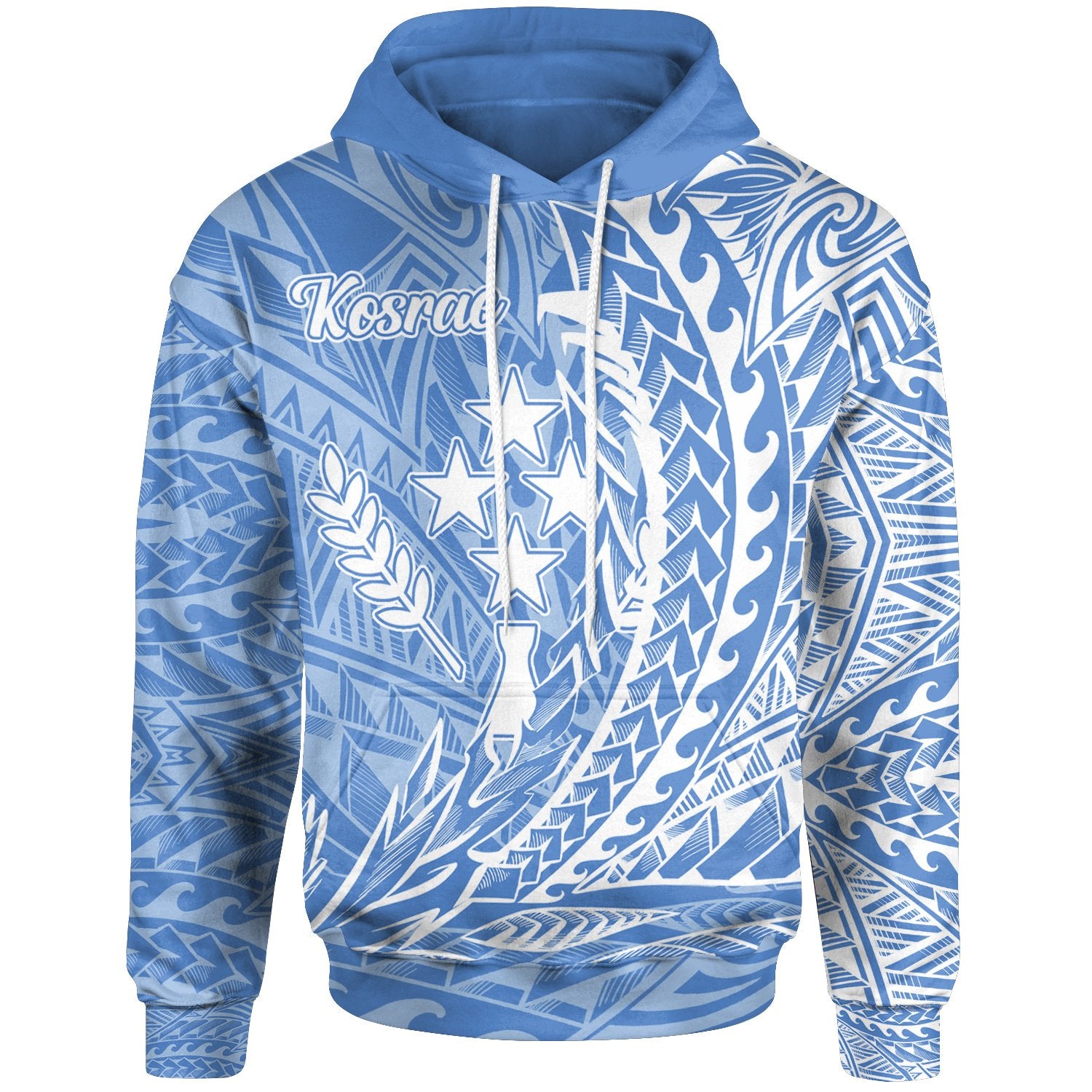 Kosrae State Hoodie Wings Style Flag Color Unisex Blue - Polynesian Pride