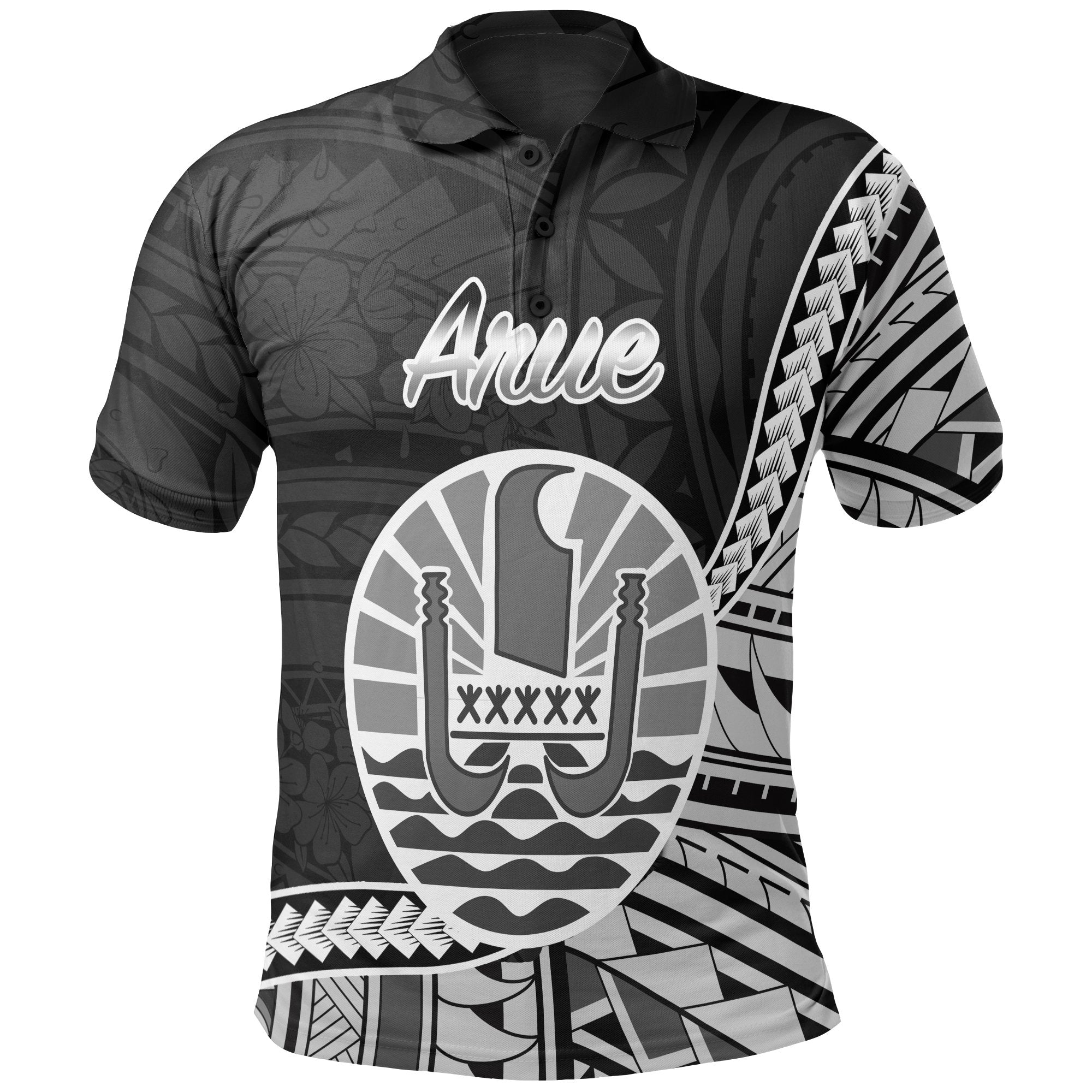 French Polynesia Polo Shirt Arue Seal Of French Polynesia Polynesian Patterns Unisex Black - Polynesian Pride