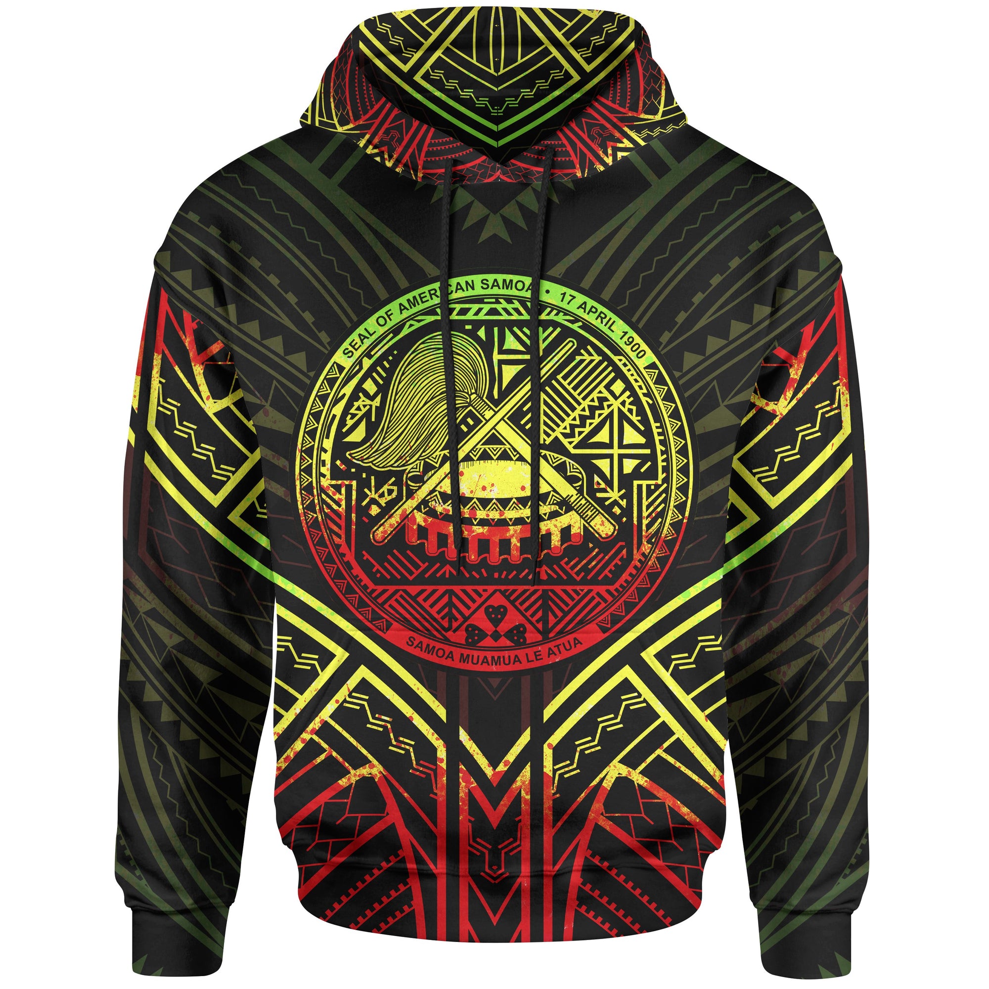 American Samoa Hoodie merican Samoa Seal Reggae Tribal Patterns Unisex White - Polynesian Pride