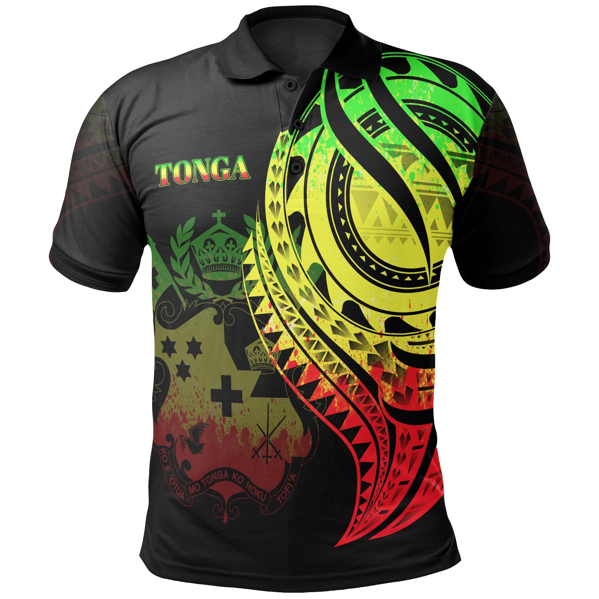 Tonga Polo Shirt Reggae Color Polynesian Patterns Best Tonga Ever Unisex Black - Polynesian Pride