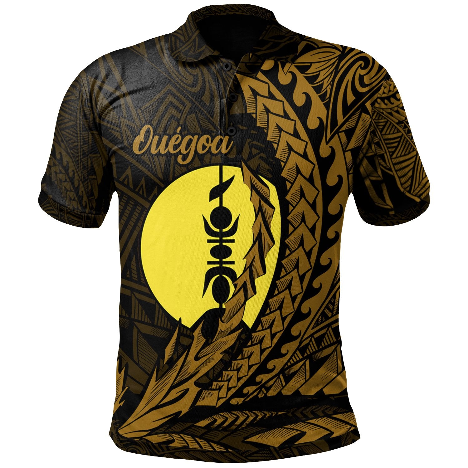 New Caledonia Polo Shirt Ouegoa Wings Style Unisex Black - Polynesian Pride