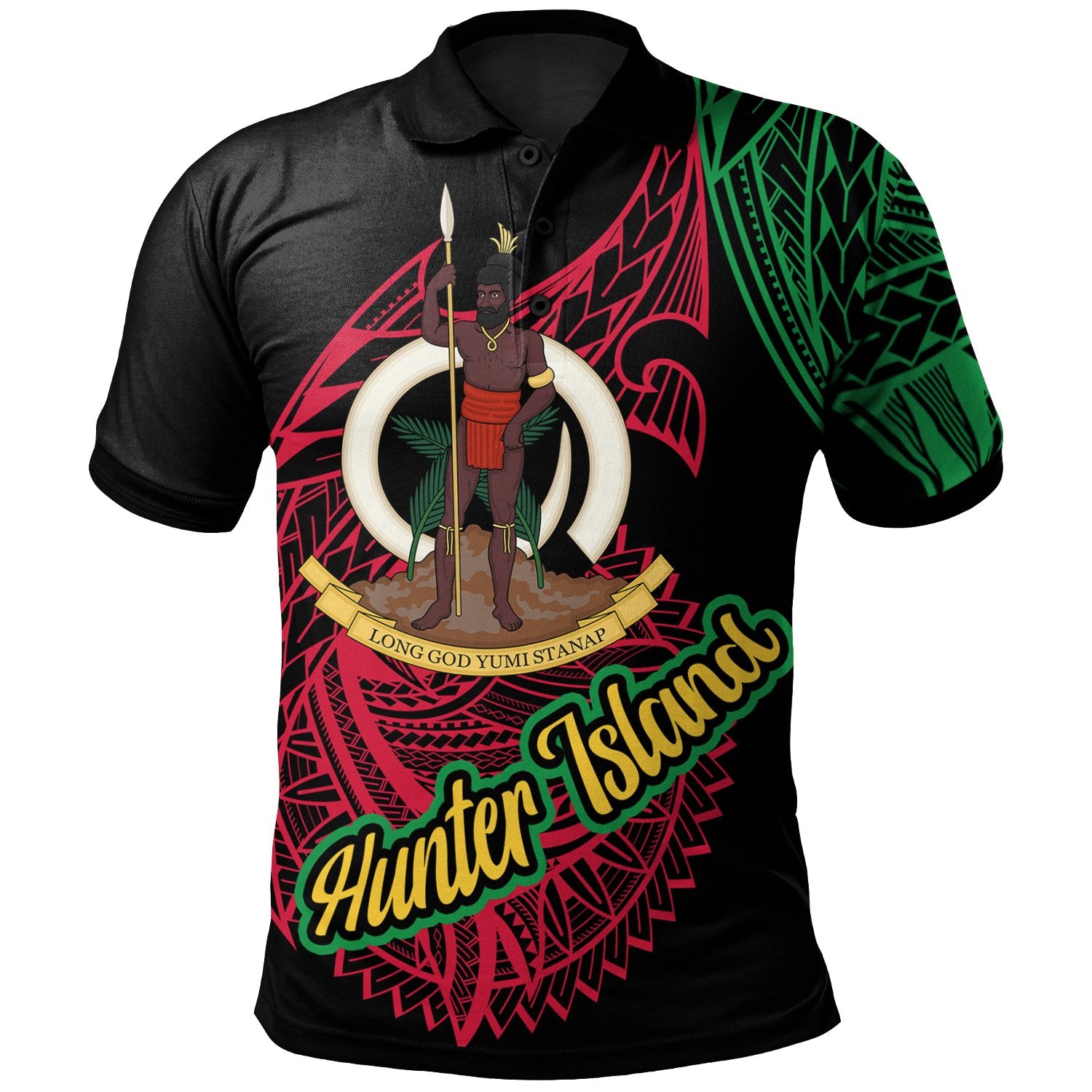 Vanuatu Polo Shirt Hunter Island Seal Of Vanuatu Special Style Unisex Black - Polynesian Pride