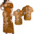 Custom Polynesian Couple Outfits Matching Polynesian Tribal Gold Sea Turtle Honu and Map Dress and Hawaiian Shirt LT13 Gold - Polynesian Pride