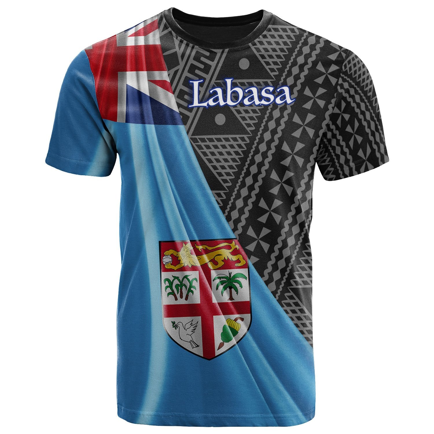 Fiji T Shirt Labasa Fiji Day 50th Anniversary With Tapa Patterns Unisex Black - Polynesian Pride