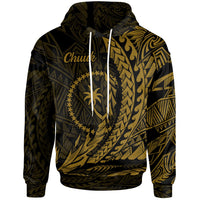 Chuuk State Hoodie Gold Wings Style Unisex Black - Polynesian Pride
