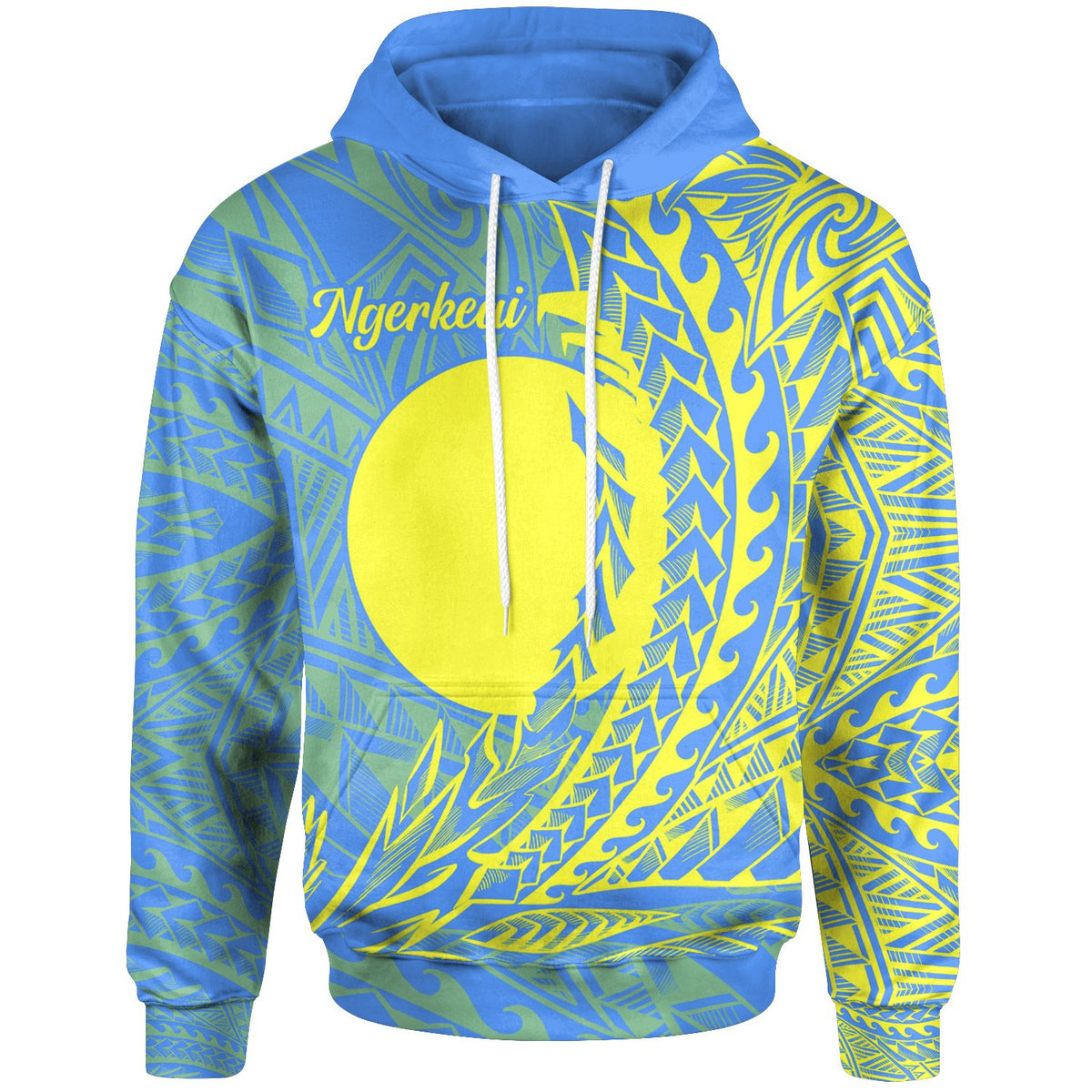 Palau Hoodie Ngerkeai Wings Style Unisex Blue - Polynesian Pride