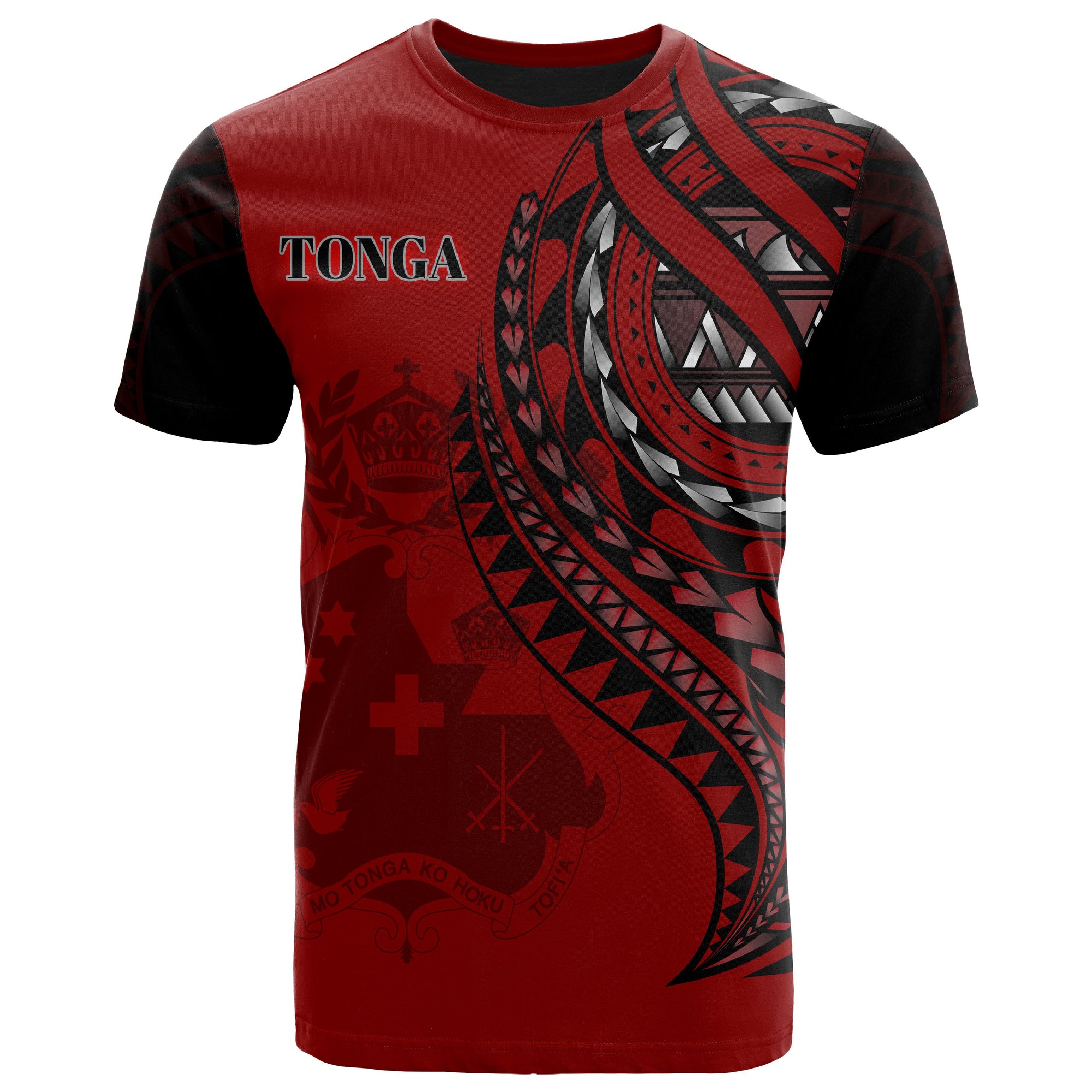 Tonga T Shirt Red Color Polynesian Patterns Best Tonga Ever Unisex Black - Polynesian Pride