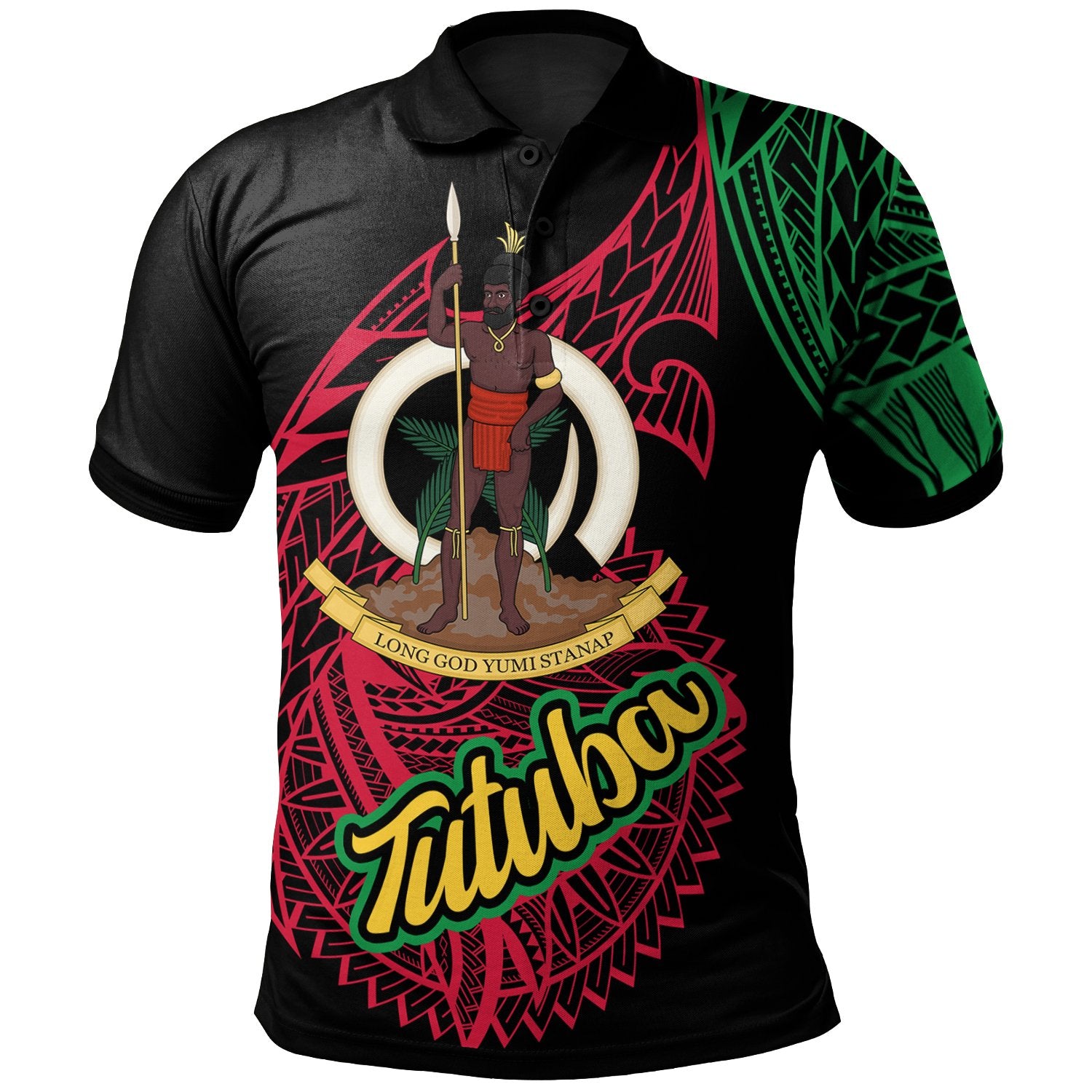 Vanuatu Polo Shirt Tutuba Seal Of Vanuatu Special Style Unisex Black - Polynesian Pride