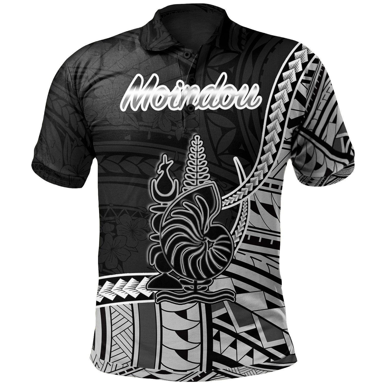 New Caledonia Islands Polo Shirt Moindou Seal Of Kanaky Polynesian Patterns Unisex Black - Polynesian Pride