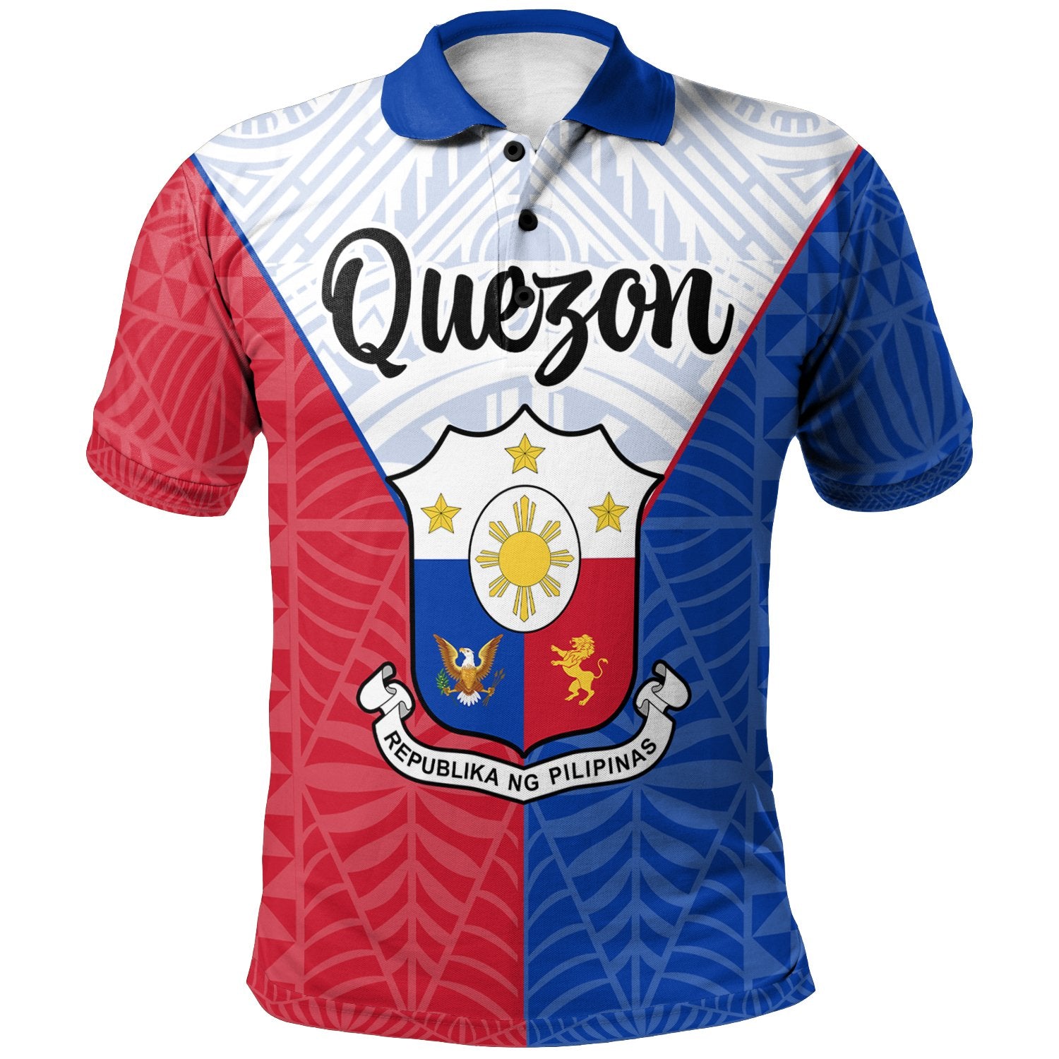 Pilipinas Polo Shirt Quezon City Seal of Pilipinas Style Unisex Blue - Red - Polynesian Pride