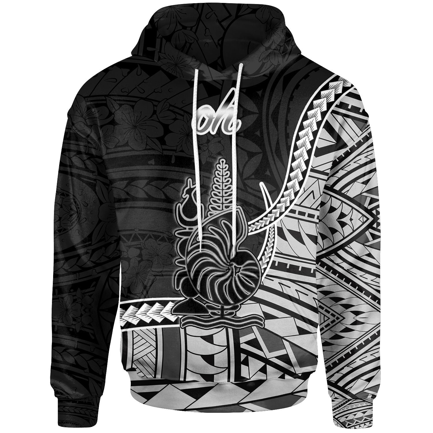 New Caledonia Islands Hoodie oh Seal of New Caledonia Polynesian Patterns Unisex Black - Polynesian Pride