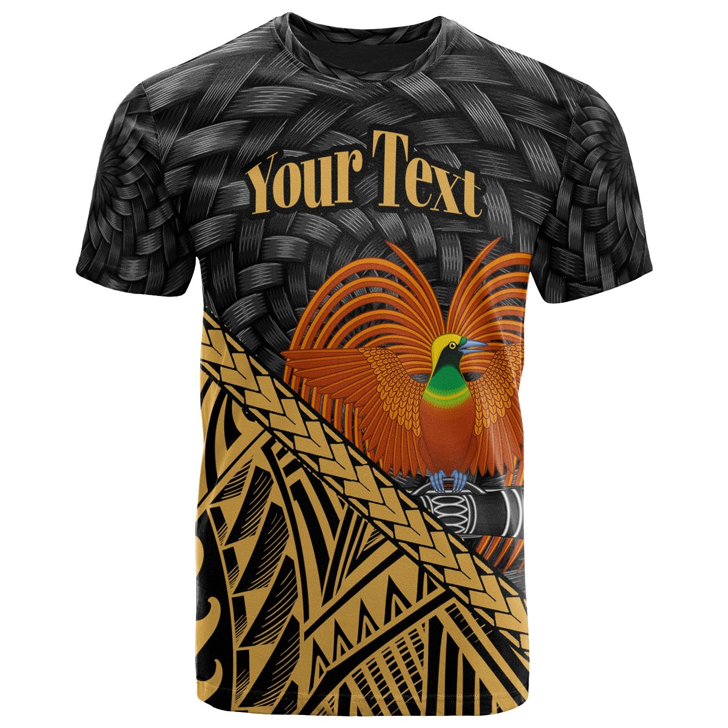 Papua New Guinea T Shirt Custom Gold Polynesian Patterns With Bamboo Unisex Art - Polynesian Pride