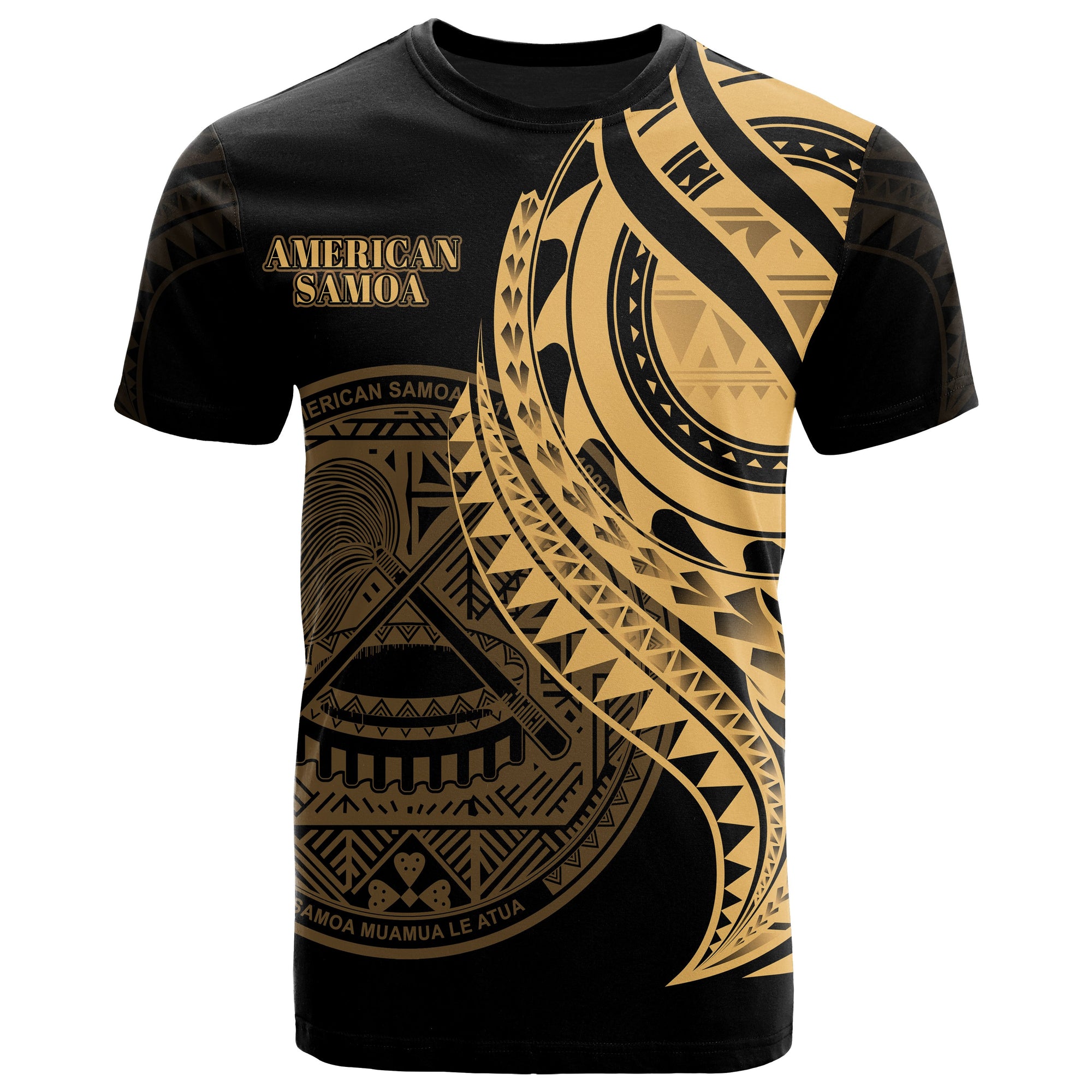 American Samoa T Shirt Gold Color Polynesian Patterns Best American Samoa Ever Unisex Black - Polynesian Pride