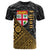 Fiji T Shirt Gold Tapa Patterns With Bamboo Unisex Black - Polynesian Pride