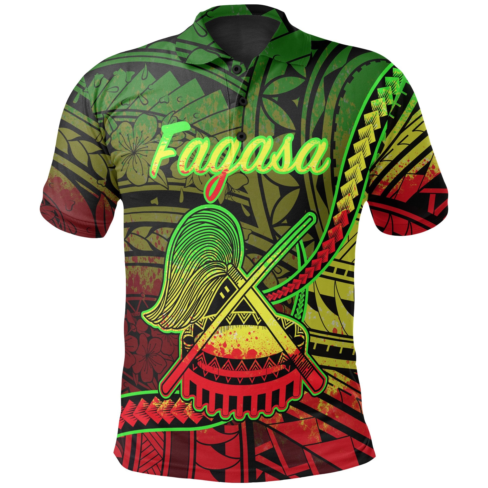 American Samoa Polo Shirt Fagasa Polynesian Reggae Patterns Unisex Black - Polynesian Pride