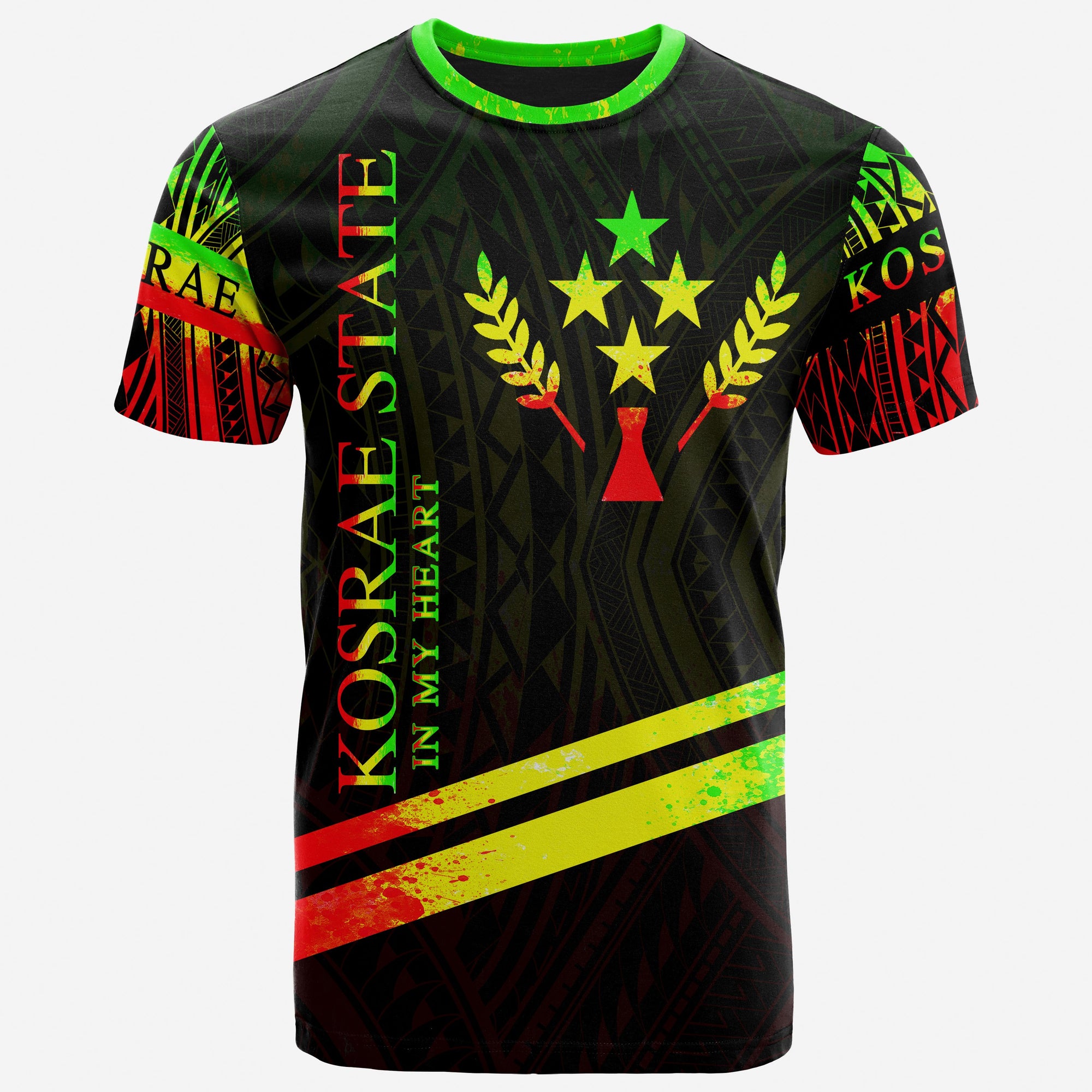 Kosrae State T Shirt In My Heart Style Reggae Polynesian Patterns Unisex Black - Polynesian Pride