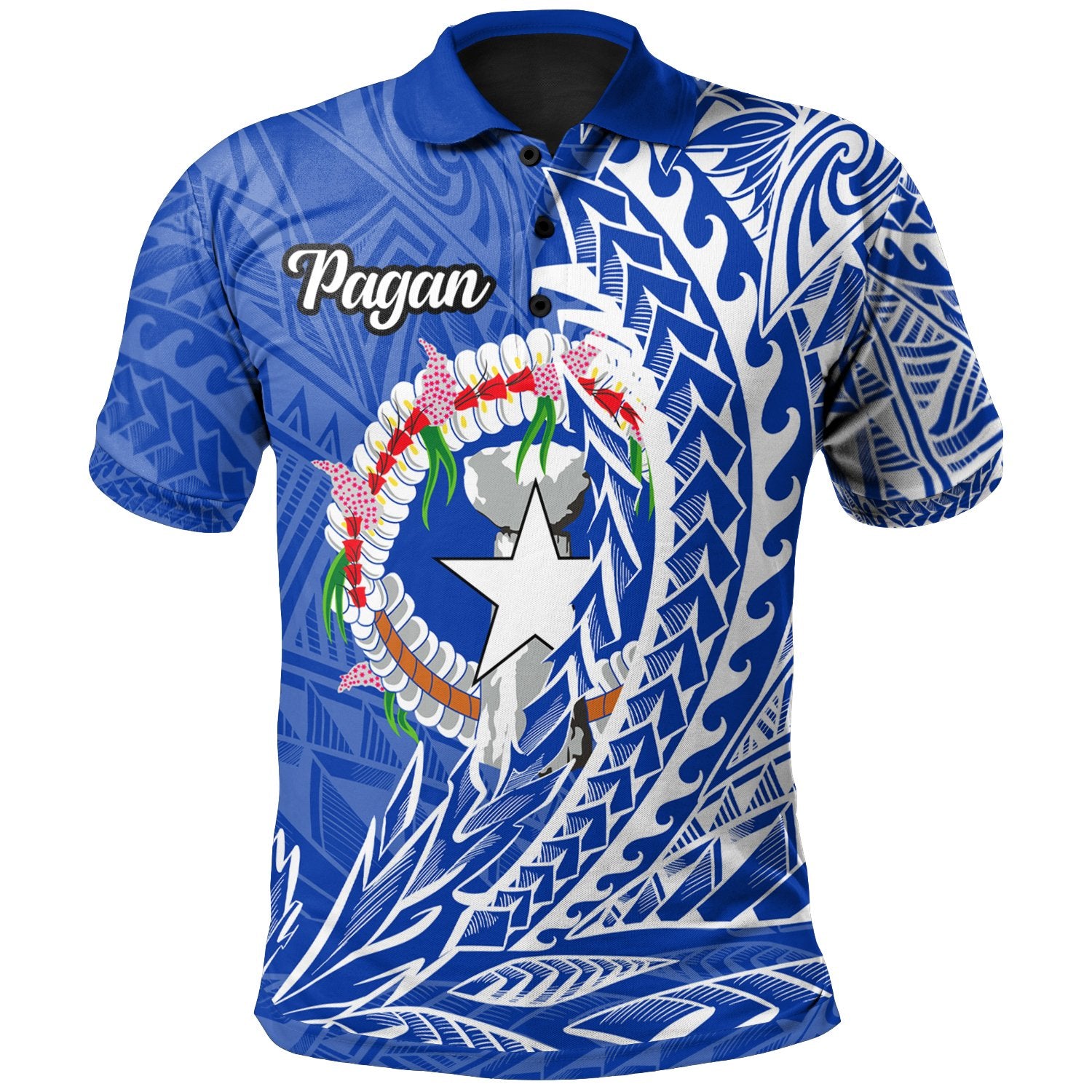 Northern Mariana Islands Polo Shirt Pagan Wings Style Unisex Blue - Polynesian Pride