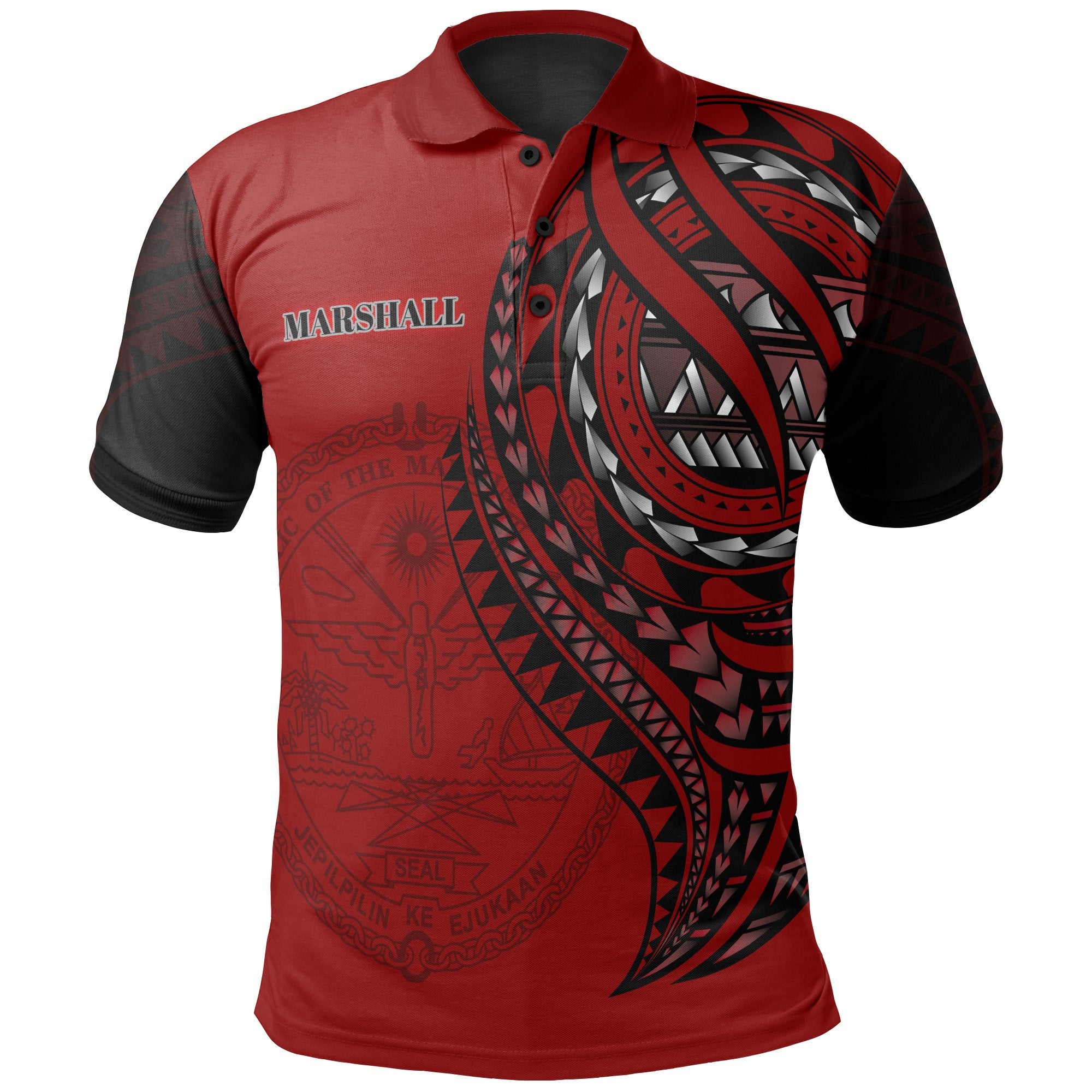 Marshall Islands Polo Shirt Red Color Polynesian Patterns Best Marshall Ever Unisex Black - Polynesian Pride