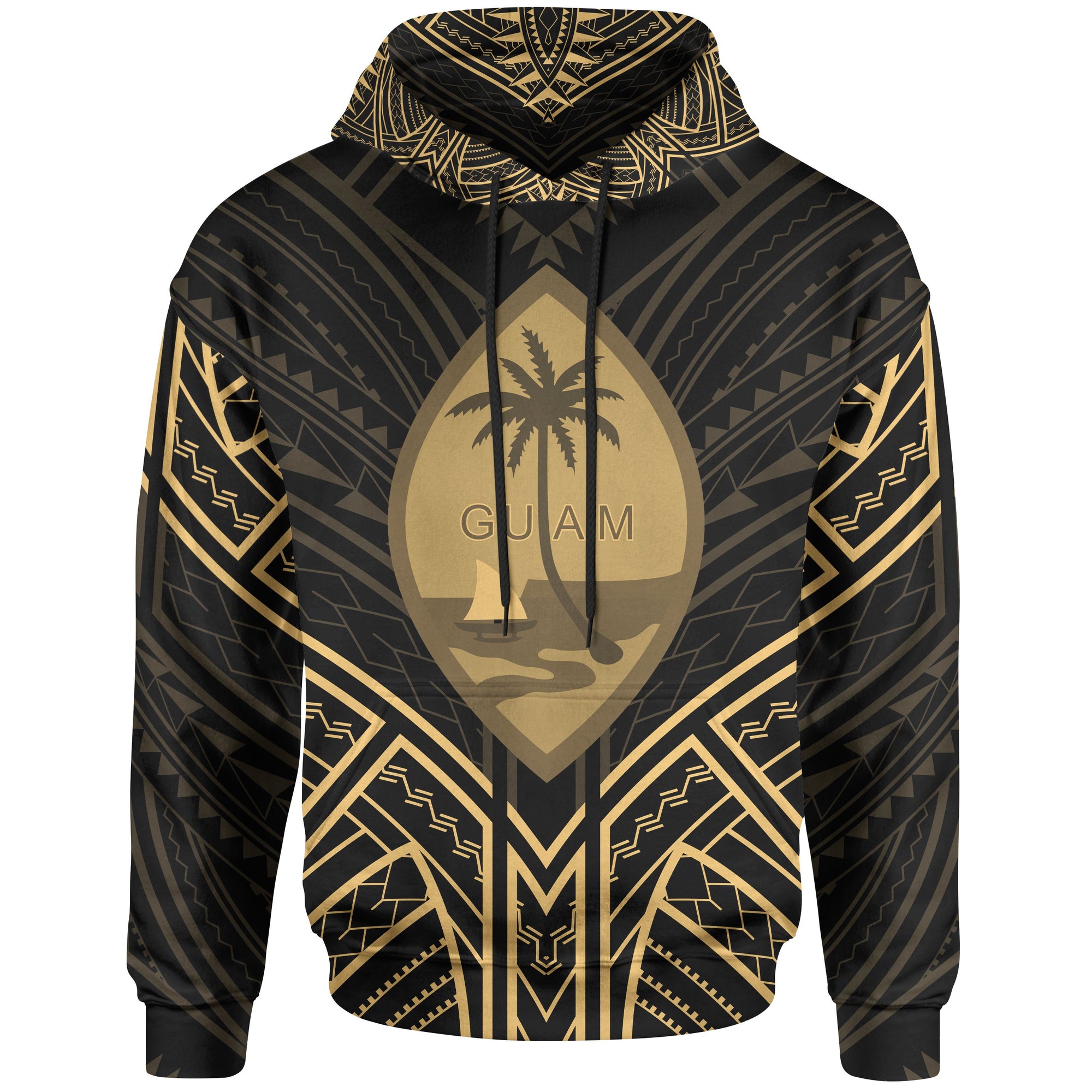 Guam Hoodie Guam Seal Gold Tribal Patterns Unisex White - Polynesian Pride