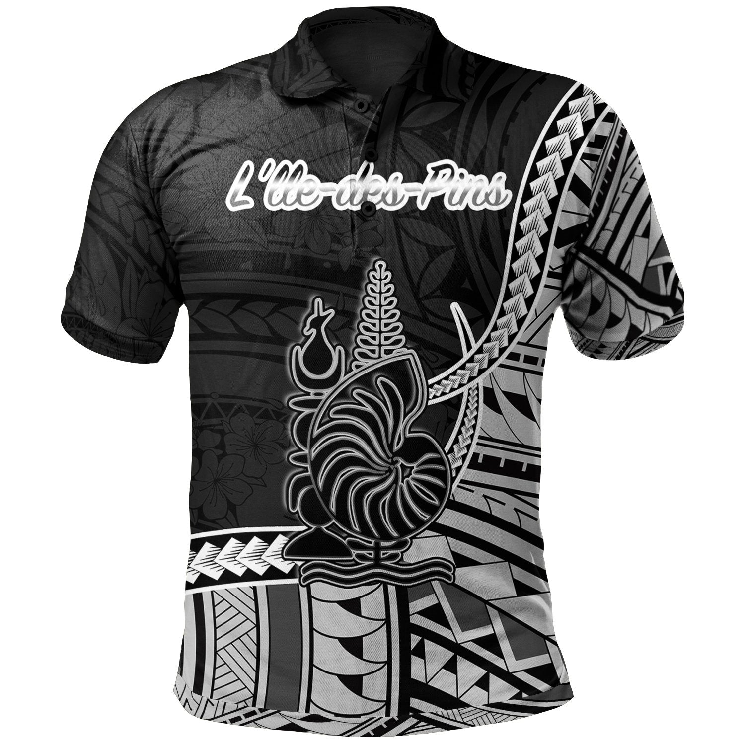 New Caledonia Islands Polo Shirt Llle des Pins Seal Of Kanaky Polynesian Patterns Unisex Black - Polynesian Pride