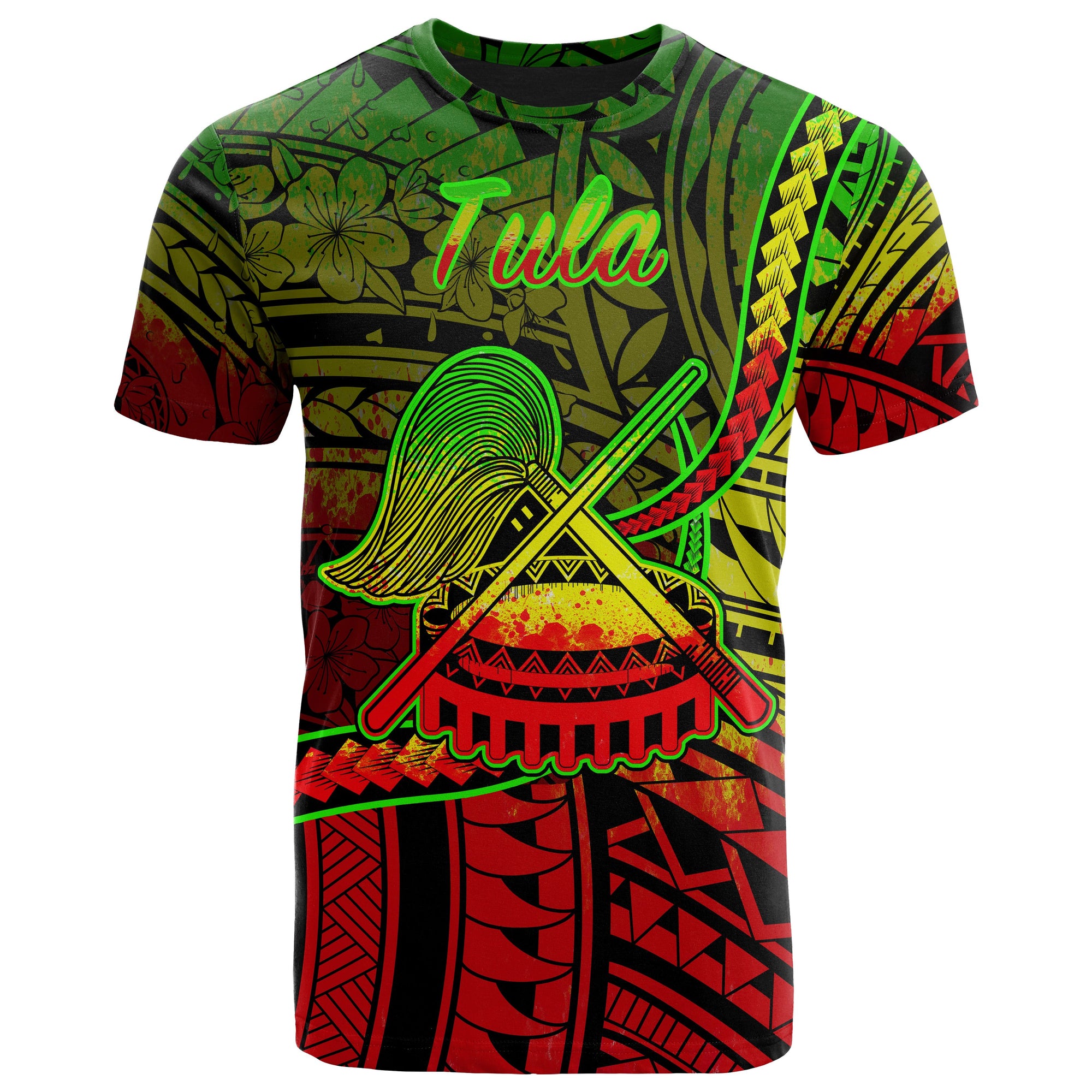 American Samoa T Shirt Tula Polynesian Reggae Patterns Unisex Black - Polynesian Pride