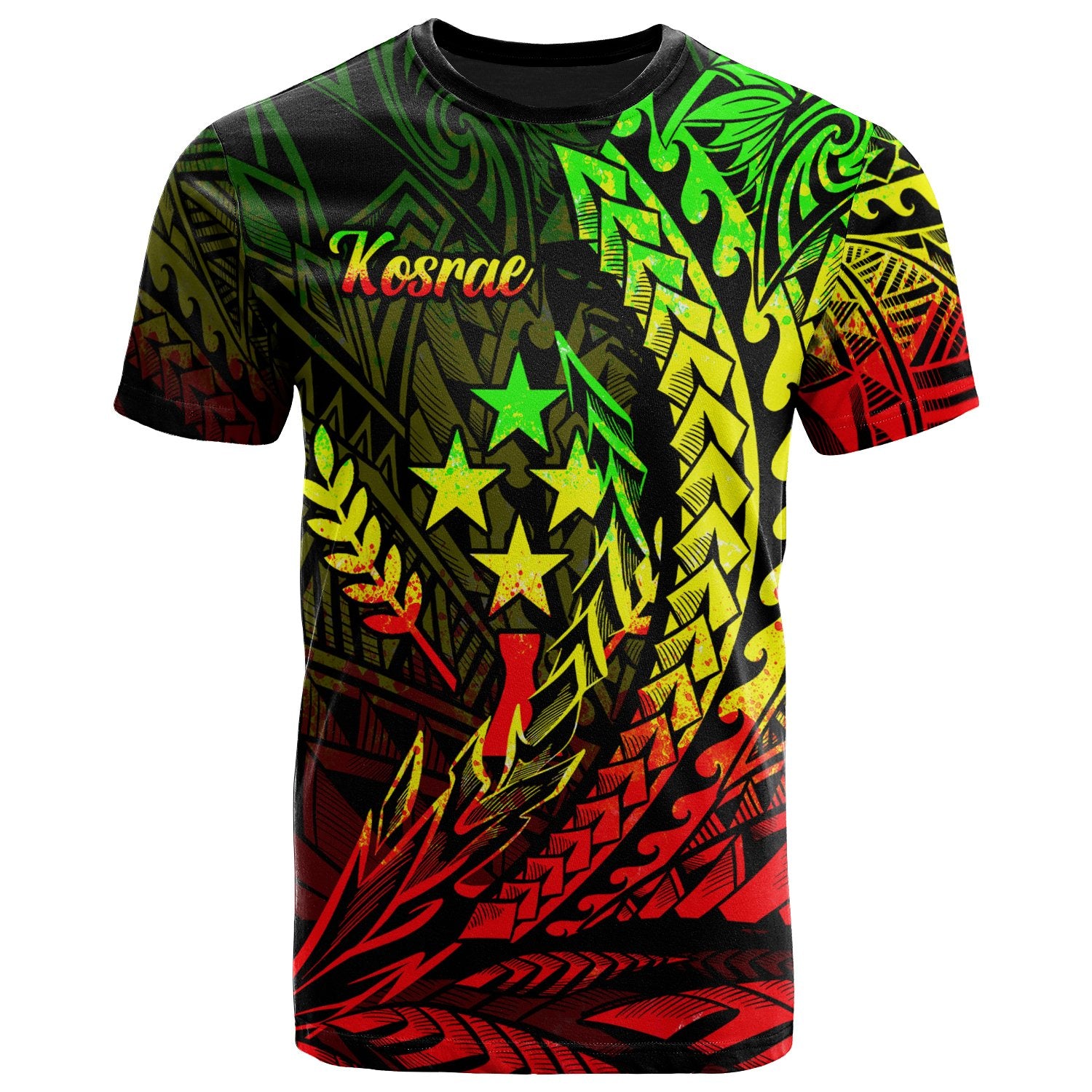 Kosrae State T Shirt Reggae Wings Style Unisex Black - Polynesian Pride