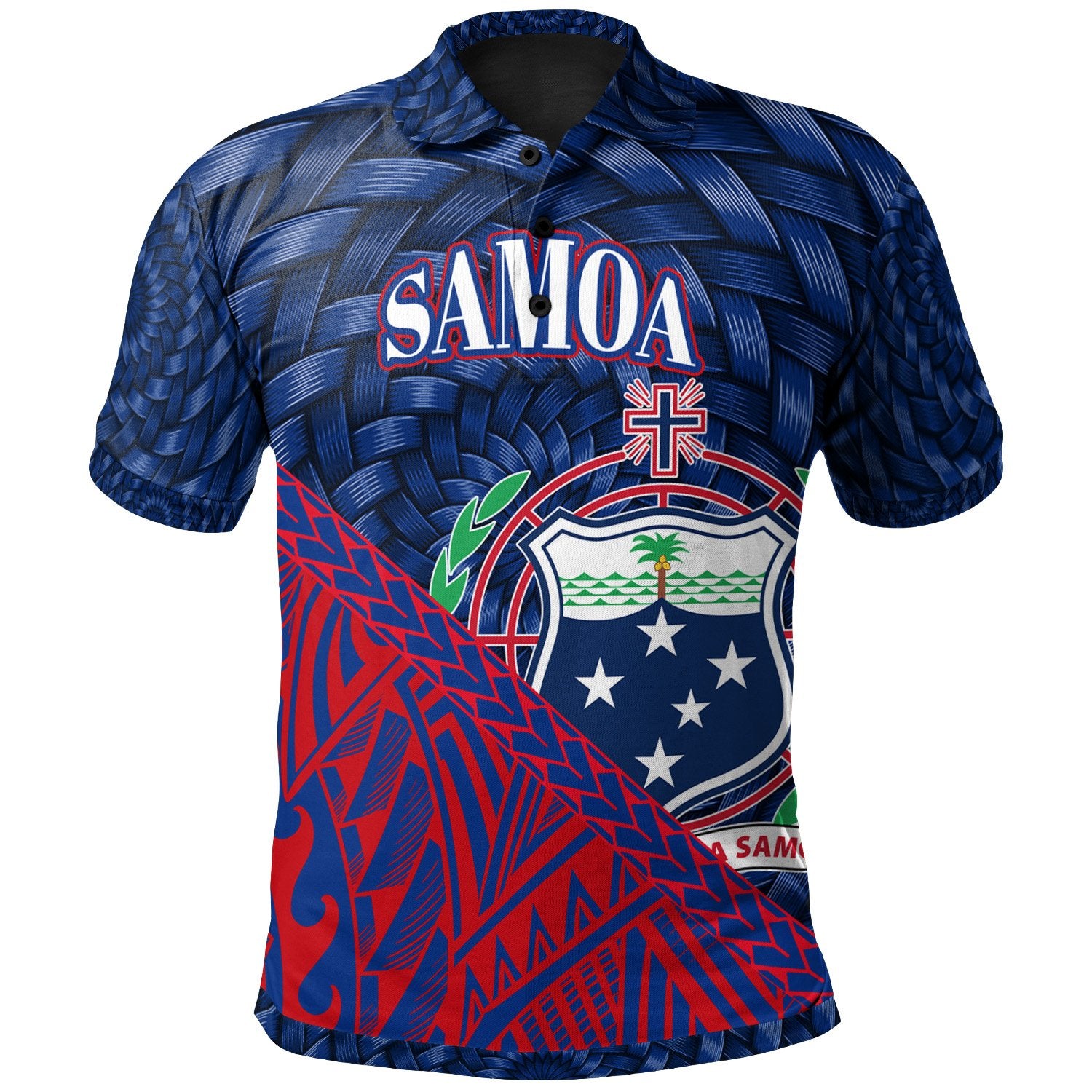 Samoa Polo Shirt Polynesian Patterns With Bamboo Unisex Blue - Polynesian Pride