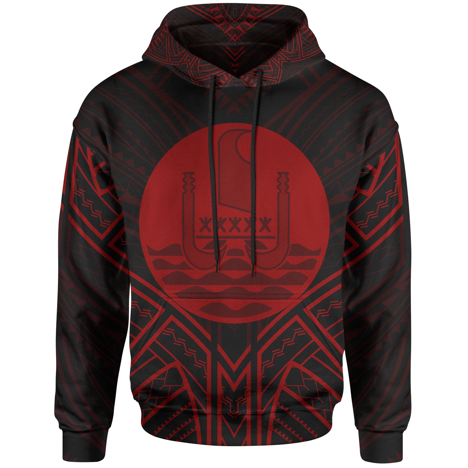 French Polynesia Hoodie French Polynesia Seal Red Tribal Patterns Unisex White - Polynesian Pride