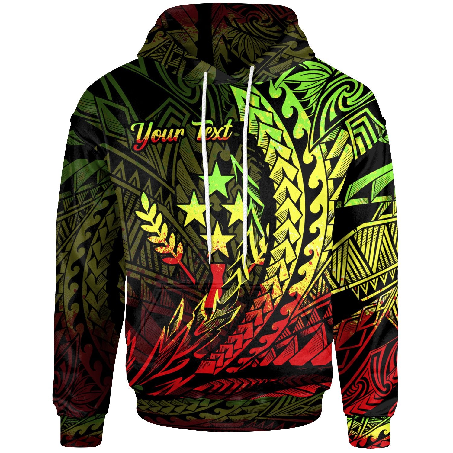 Kosrae State Zip Hoodie Reggae Custom Wings Style Unisex Black - Polynesian Pride