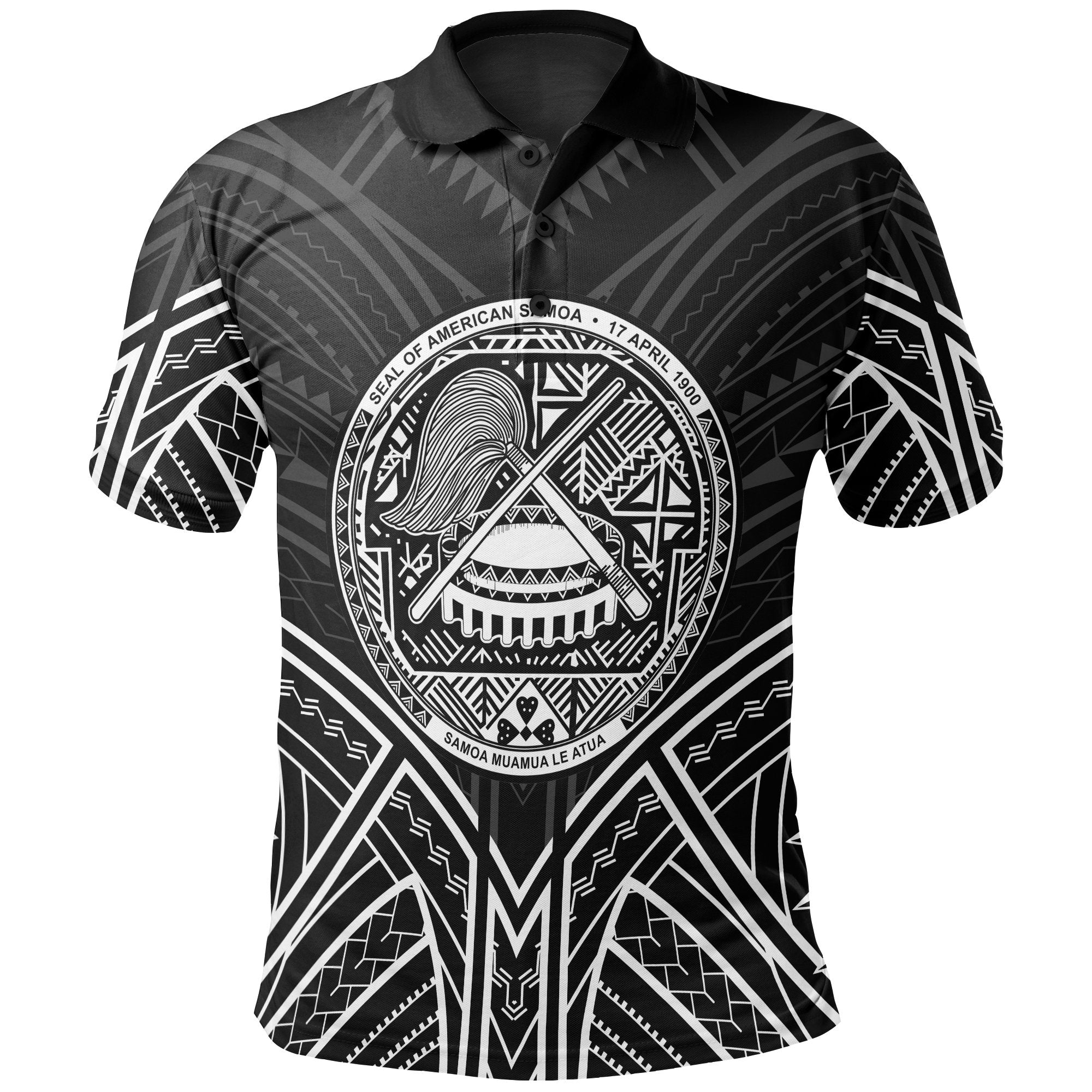 American Samoa Polo Shirt Amerika Samoa Seal Black Tribal Patterns Unisex Black - Polynesian Pride