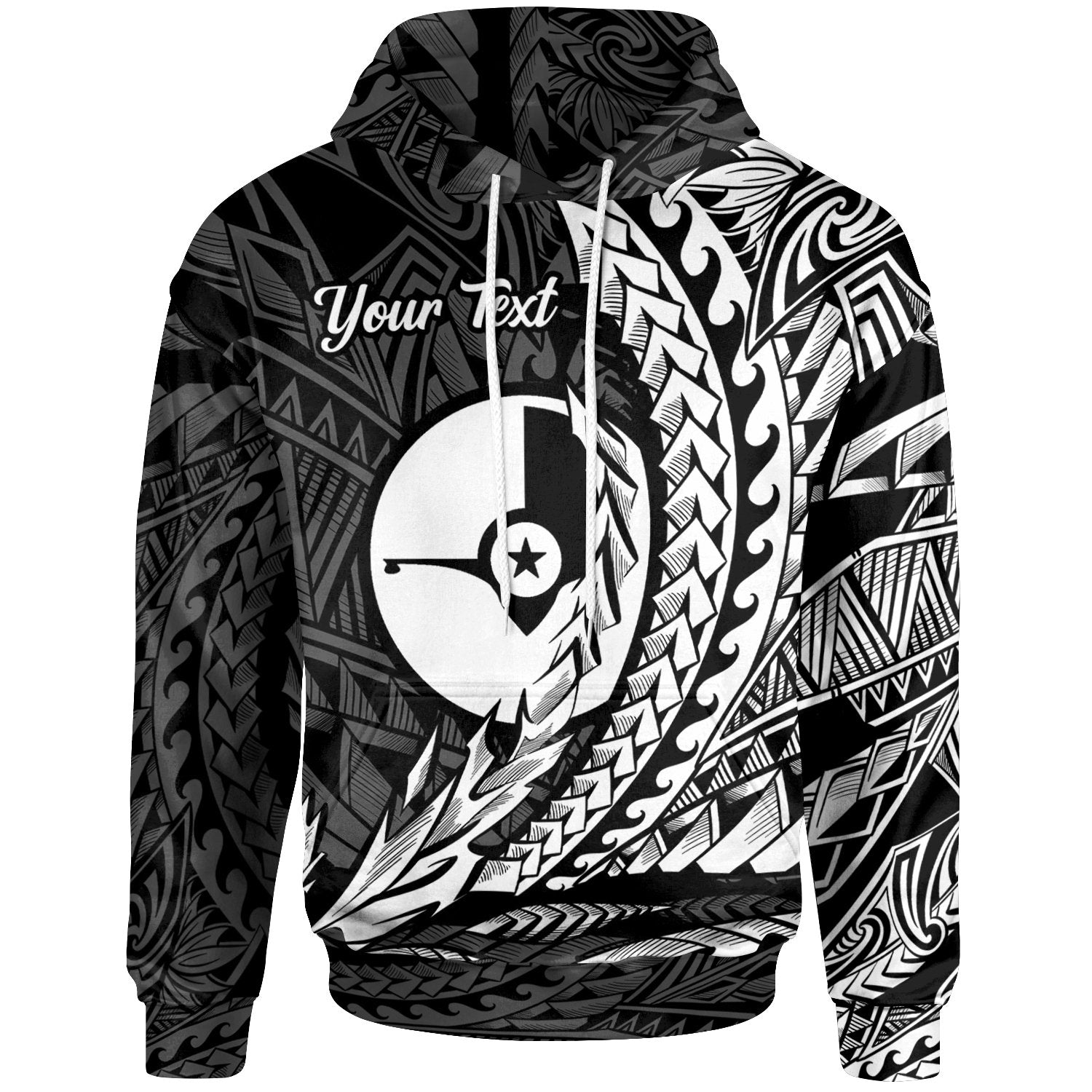 Yap State Hoodie White Custom Wings Style Unisex Black - Polynesian Pride