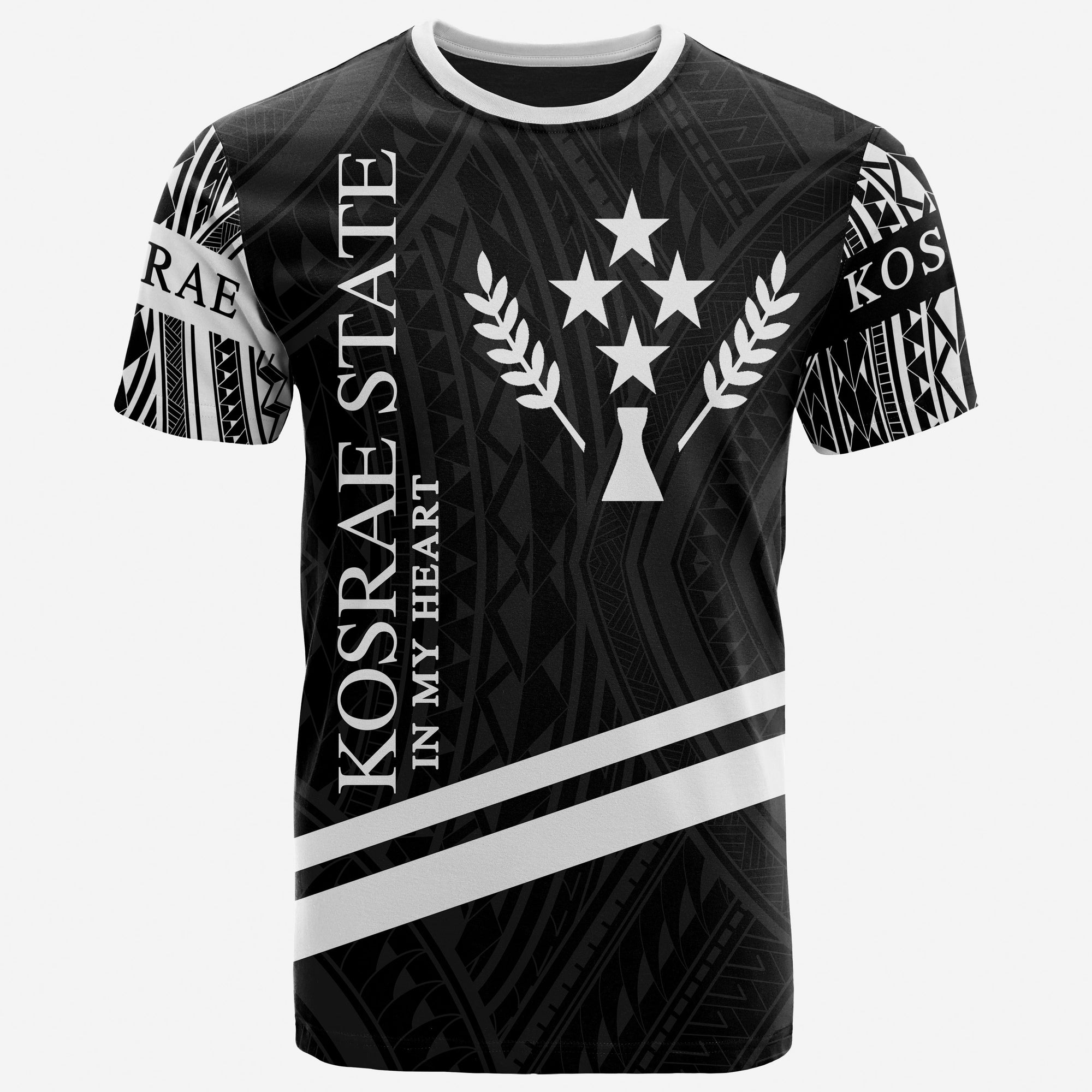 Kosrae State T Shirt In My Heart Style Polynesian Patterns Unisex Black - Polynesian Pride