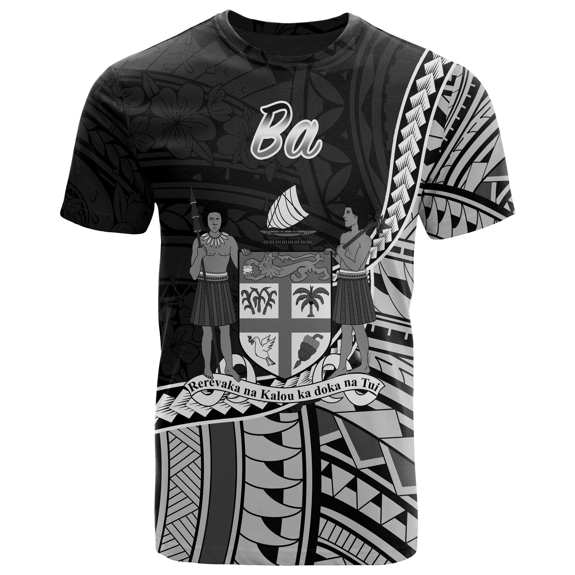 Fiji T Shirt Ba Seal of Fiji Polynesian Patterns Unisex Black - Polynesian Pride