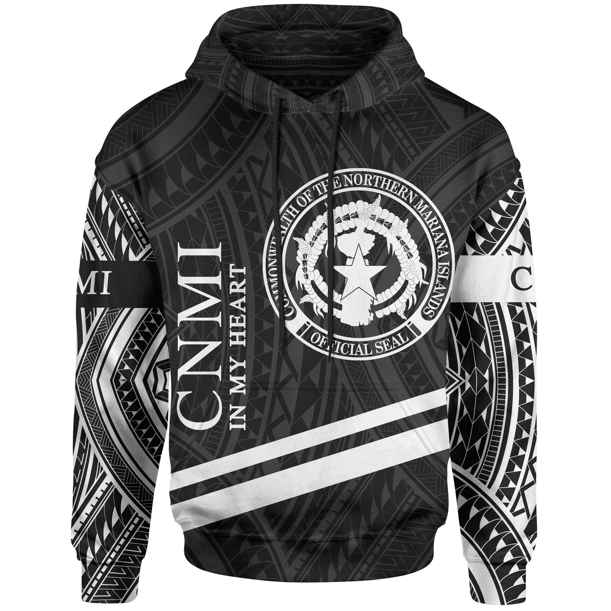 Northern Mariana Islands Hoodie In My Heart Style Polynesian Patterns Unisex Black - Polynesian Pride