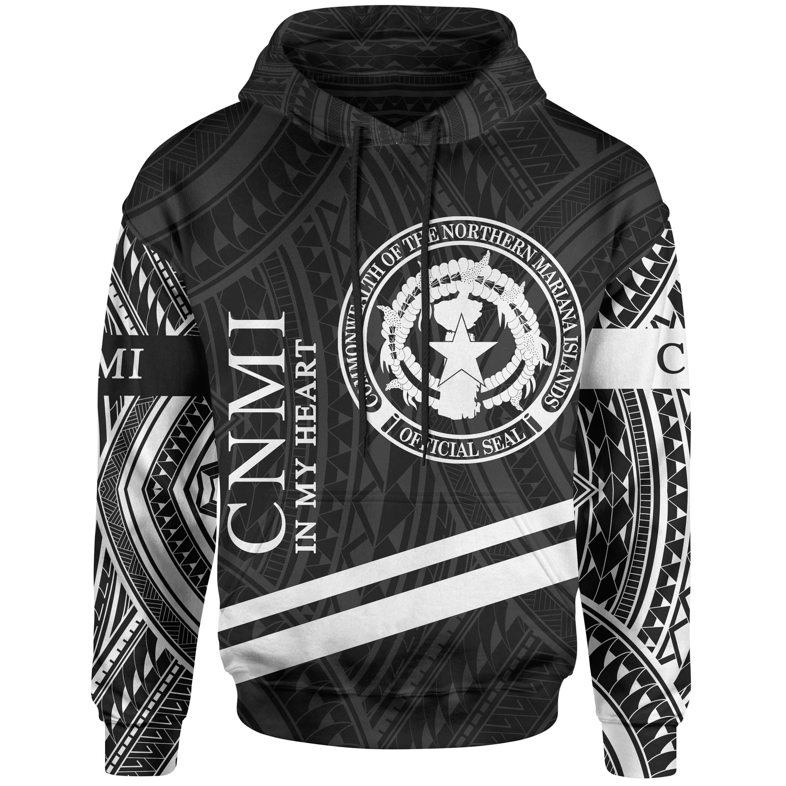 Northern Mariana Islands Hoodie In My Heart Style Polynesian Patterns Unisex Black - Polynesian Pride