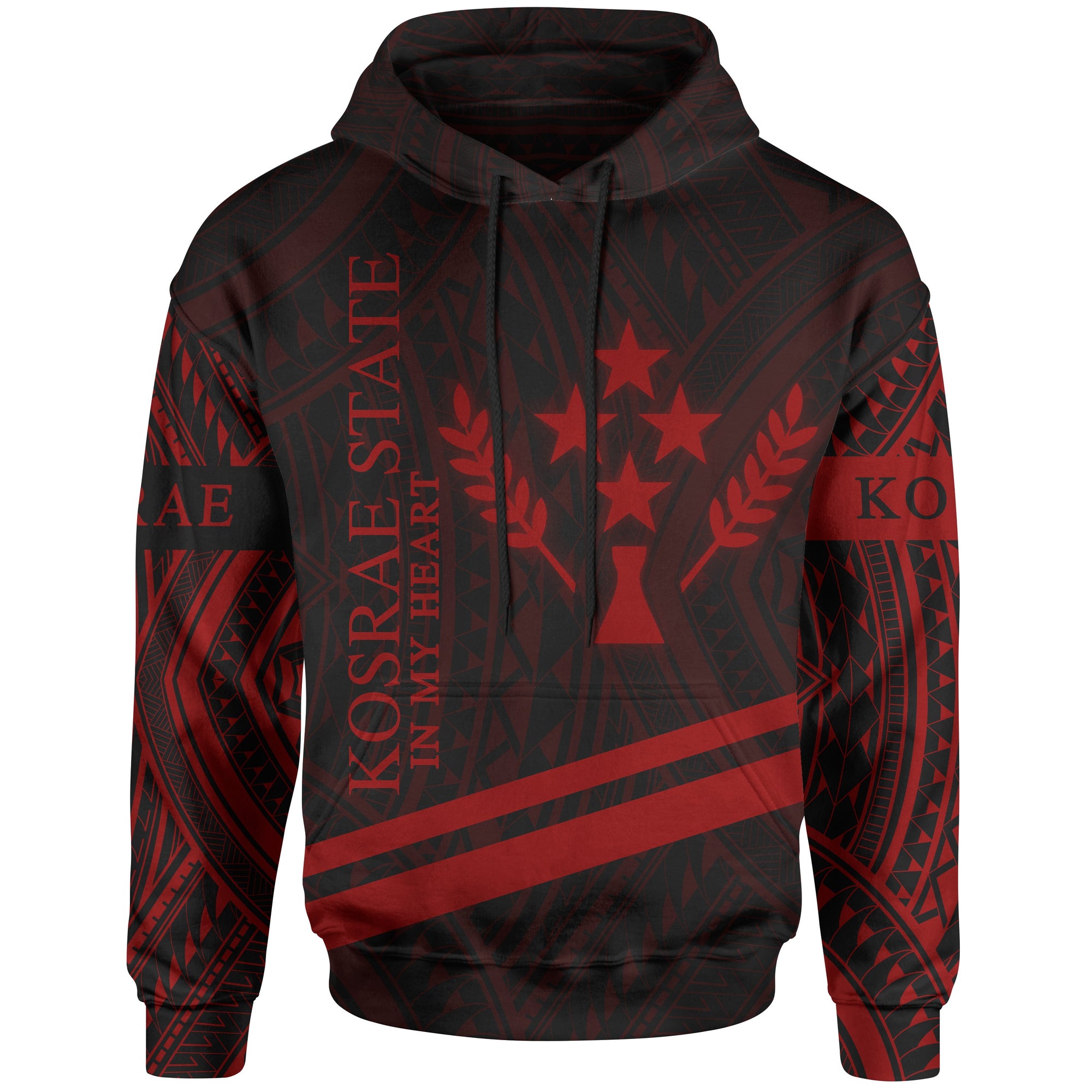 Kosrae State Hoodie In My Heart Style Red Polynesian Patterns Unisex Black - Polynesian Pride