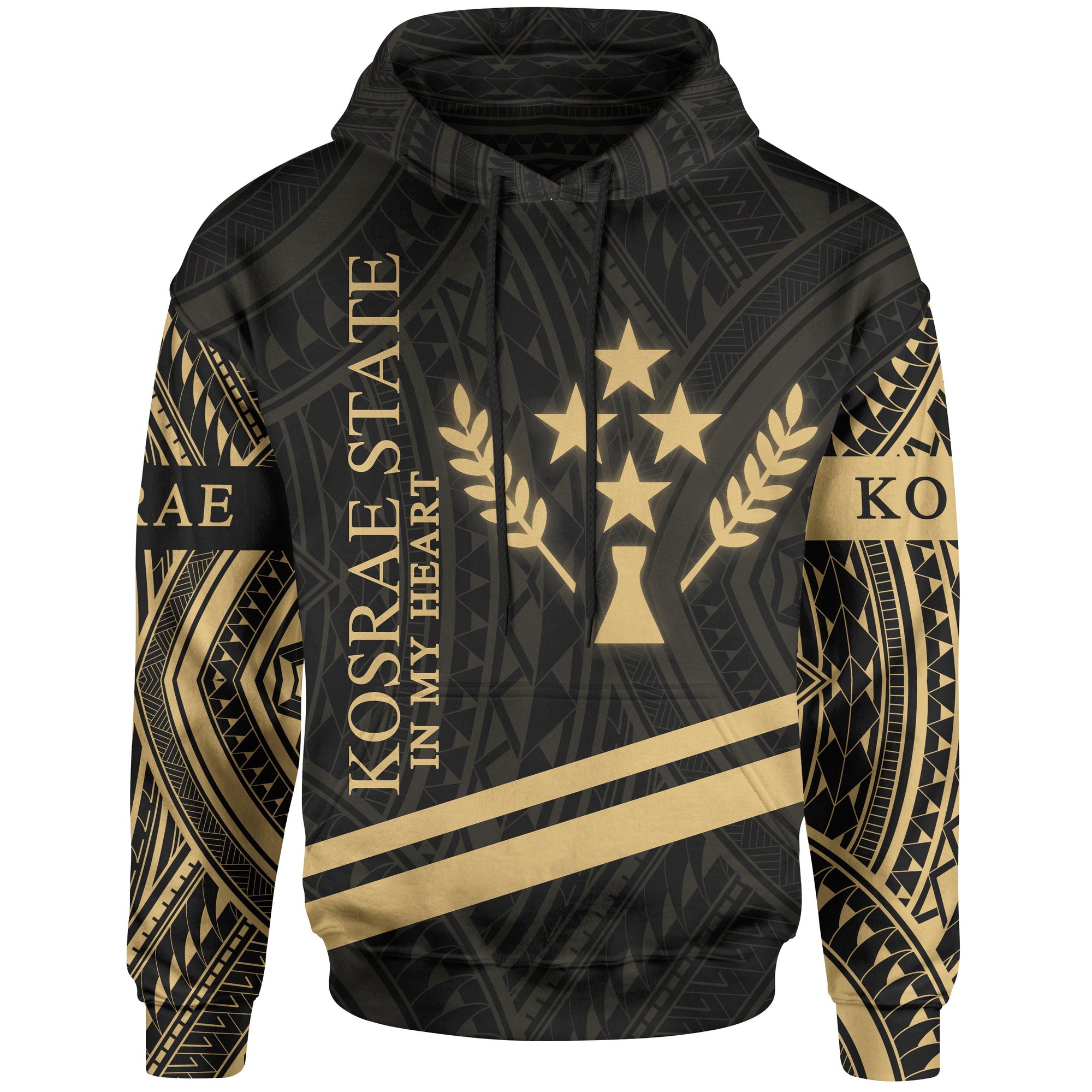 Kosrae State Hoodie In My Heart Style Gold Polynesian Patterns Unisex Black - Polynesian Pride