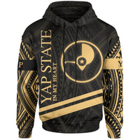 Yap State Hoodie In My Heart Style Gold Polynesian Patterns Unisex Black - Polynesian Pride