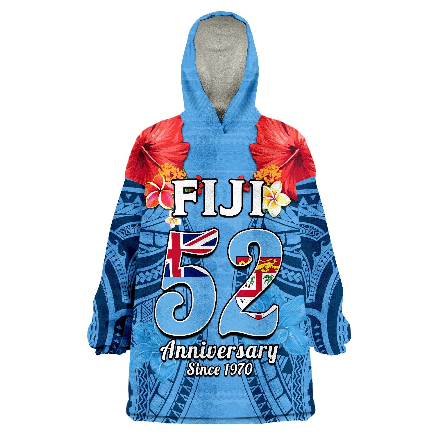 Fiji 1970 Happy 52 Years Independence Anniversary Wearable Blanket Hoodie LT14 Unisex One Size - Polynesian Pride