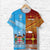Fiji and Rotuma Tapa Pattern T Shirt Together LT8 Blue - Polynesian Pride