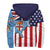 Fiji With America Flag Sherpa Hoodie LT10 - Polynesian Pride