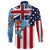 Fiji With America Flag Long Sleeve Button Shirt LT10 - Polynesian Pride