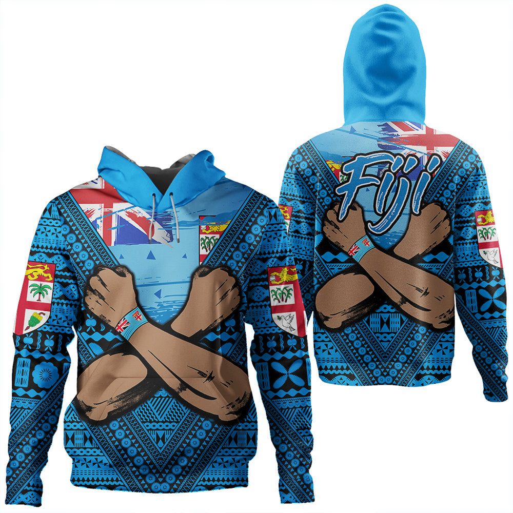 Fiji Bula Flag Hoodie LT10 Blue - Polynesian Pride