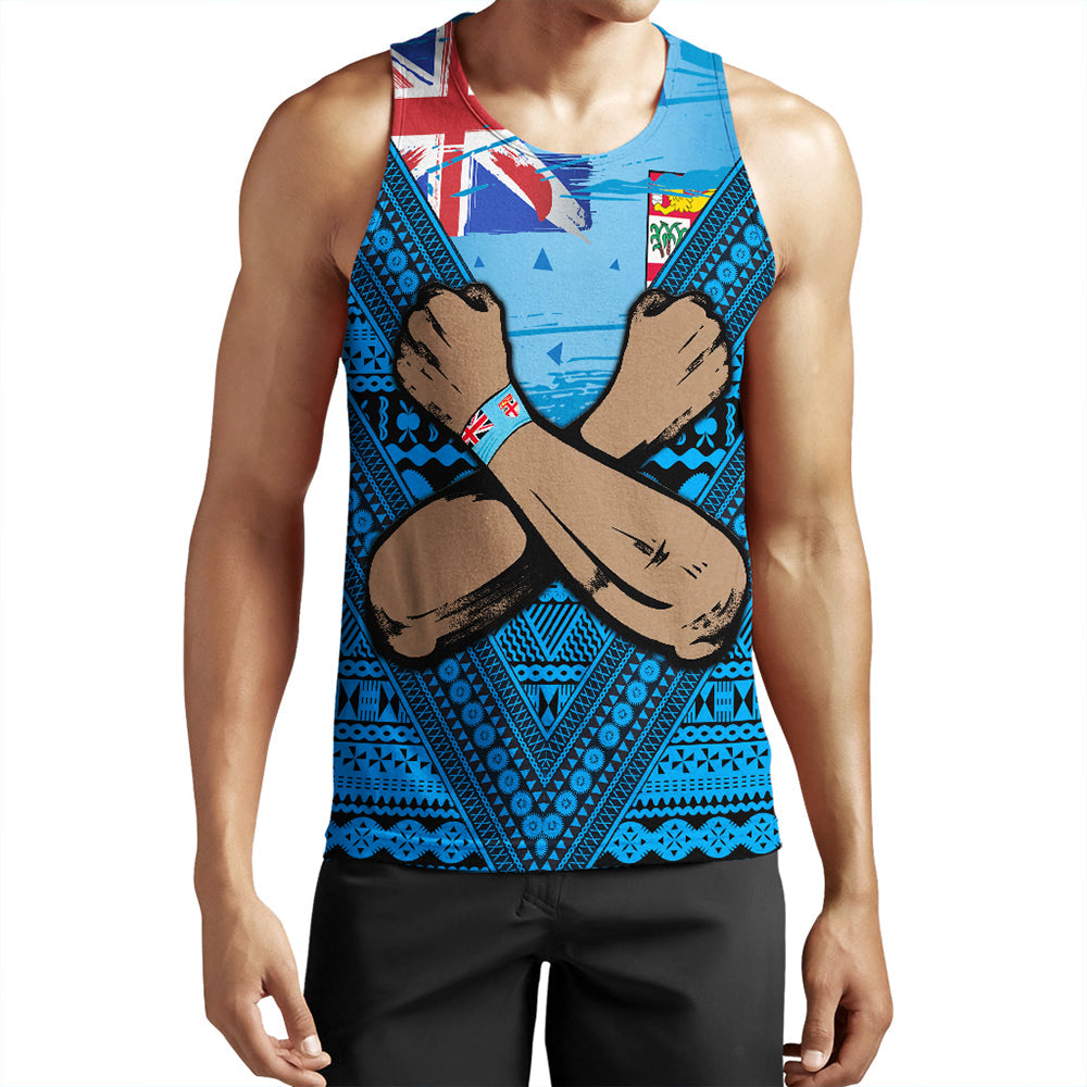 Fiji Bula Flag Tank Top LT10 Blue - Polynesian Pride